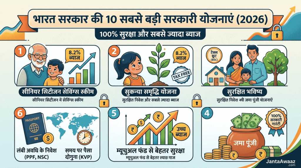 भारत सरकार की 10 सबसे बड़ी सरकारी योजनाएं 2026 - Janta Awaaz Finance